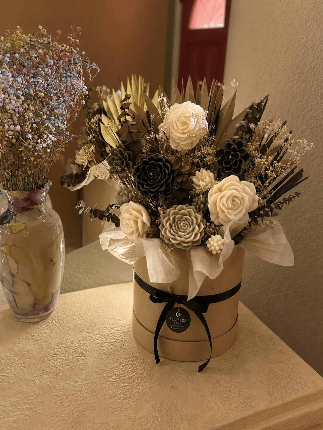 Eclisera floral candle bouquet displayed in the home of customer Odette C.